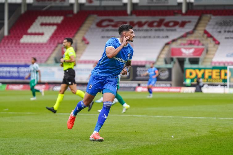 Ben Ahmun scores the second goal for Haverfordwest County